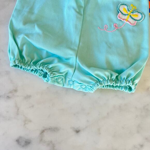 Vintage 80s Baby Girl Butterfly Appliqué Ruffle Sleeveless Romper by Carter's - Picture 3 of 9